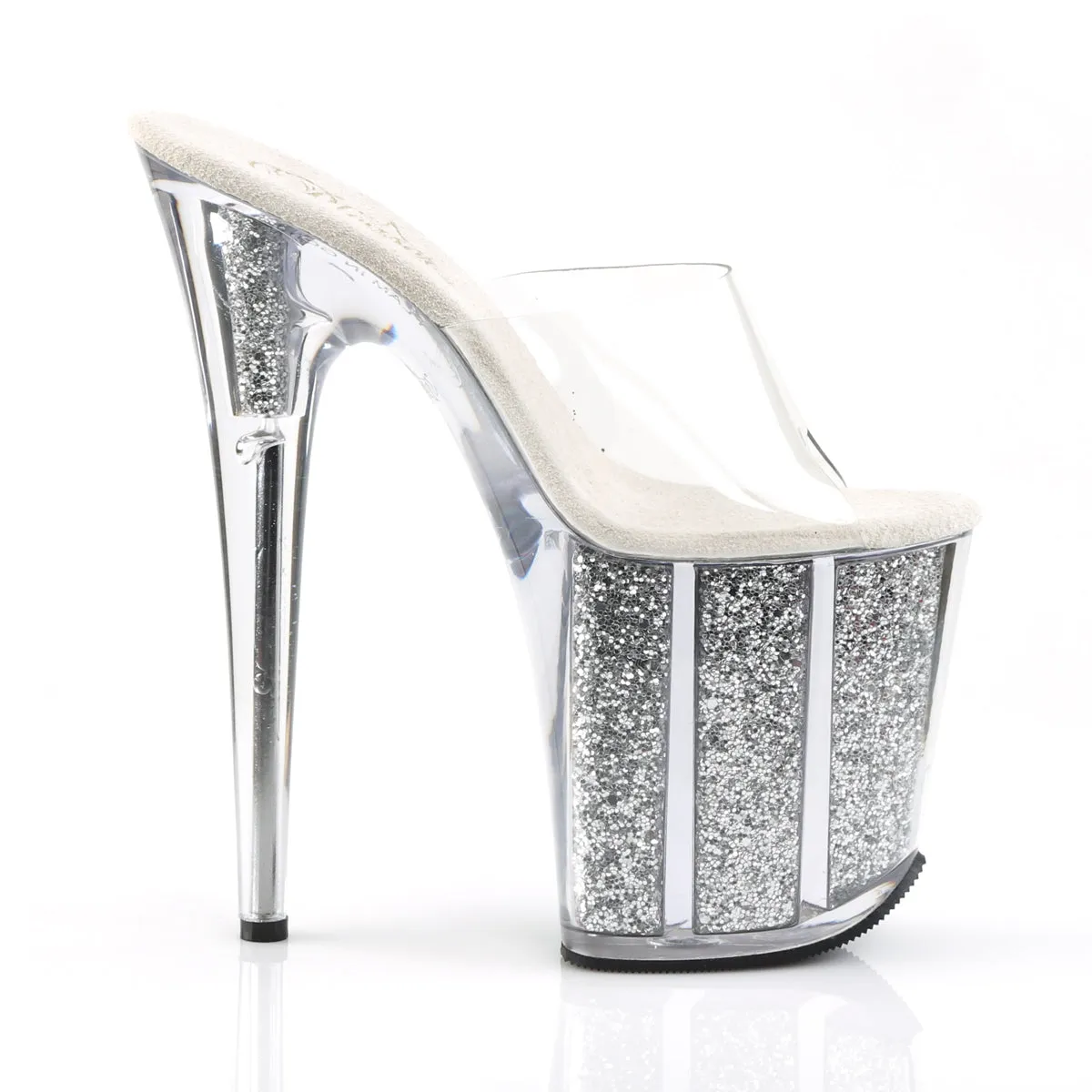 FLAMINGO-801G Pleaser Clear/Silver Multi Glitter Sexy Platform Shoes (Pole Dancing Heels) Asics Hoop Shoes