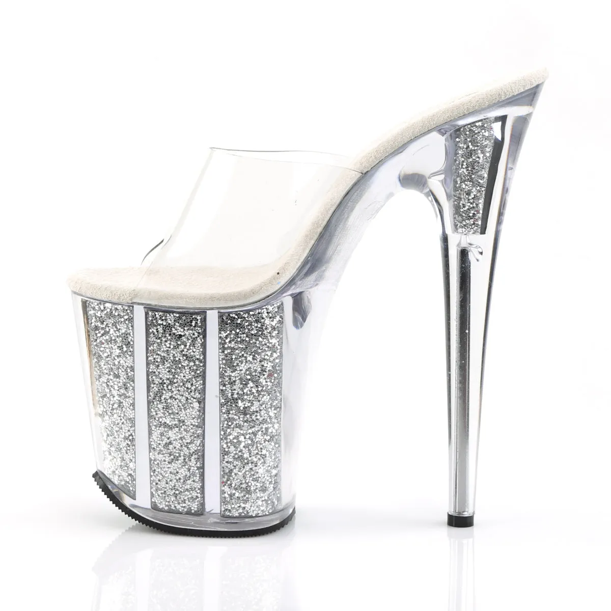 FLAMINGO-801G Pleaser Clear/Silver Multi Glitter Sexy Platform Shoes (Pole Dancing Heels) Best Asics Volleyball Shoes