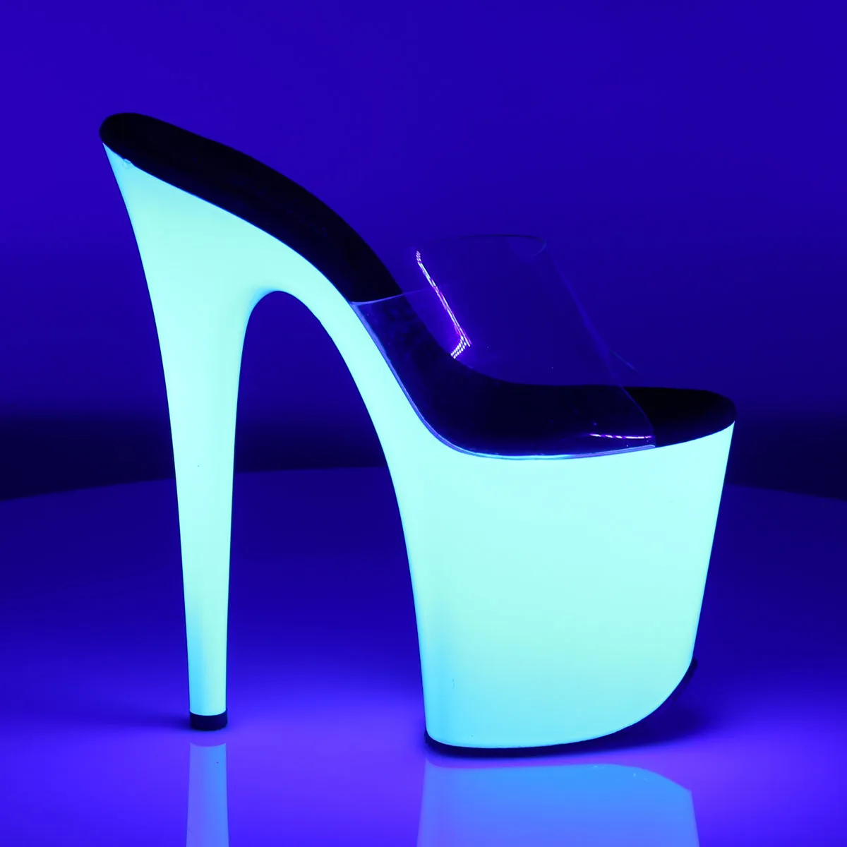 FLAMINGO-801UV Pleaser Clear/Neon White Sexy Platform Shoes (Pole Dancing Heels) Asics Low Profile Shoes