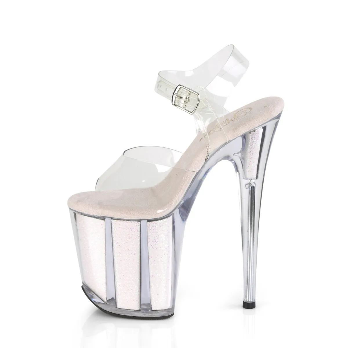 FLAMINGO-808G Pleaser Clear/Opal Glitter Inserts Sexy Platform Shoes (Pole Dancing Heels) Best Asics Walking Shoes For Overpronation