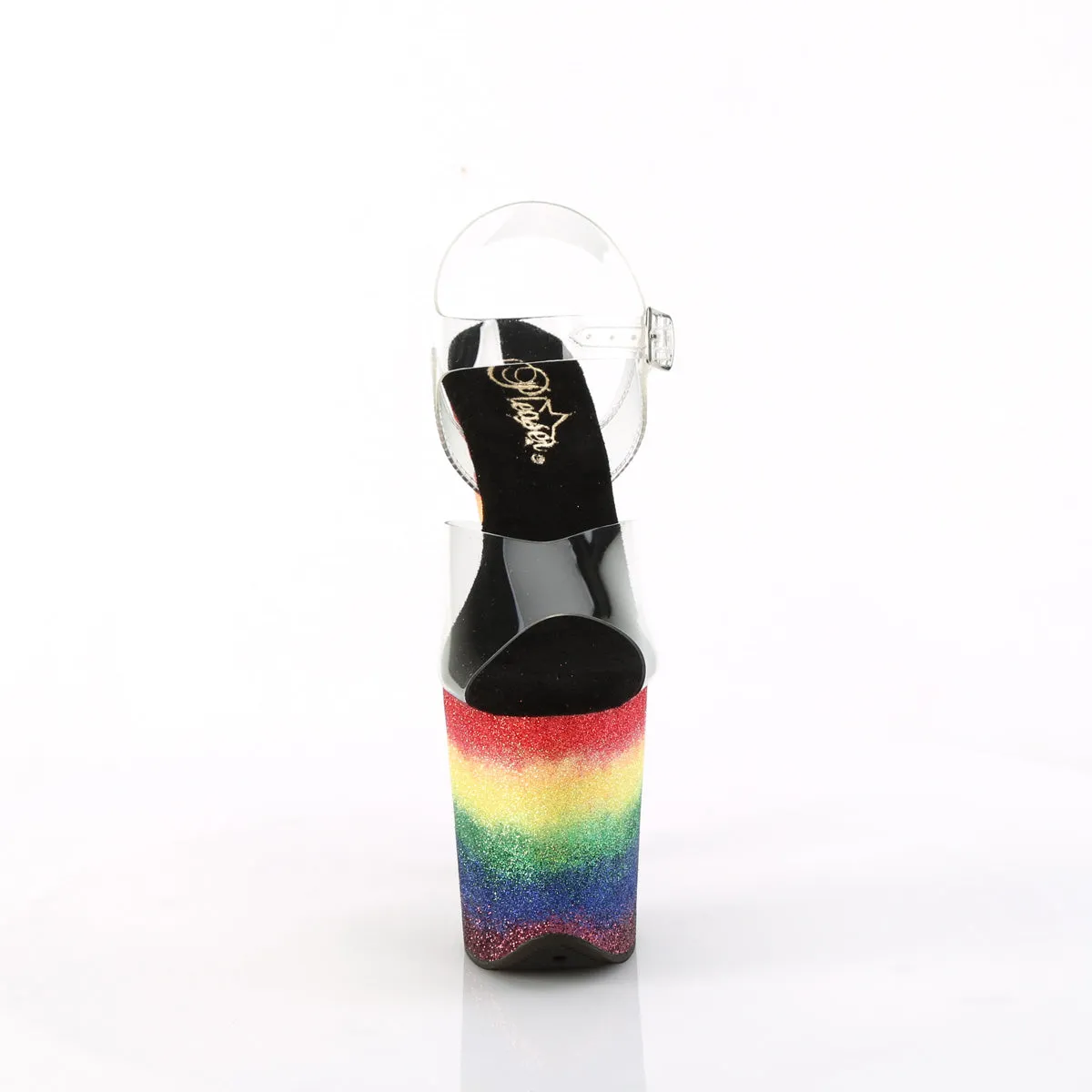 FLAMINGO-808RG-04 Pleaser Clear/Rainbow Glitter Sexy Platform Shoes (Pole Dancing Heels) Asics Dynablast Running Shoes