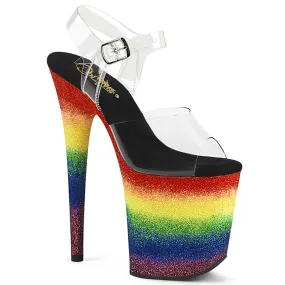 FLAMINGO-808RG-04 Pleaser Clear/Rainbow Glitter Sexy Platform Shoes (Pole Dancing Heels) Asics Football Shoes