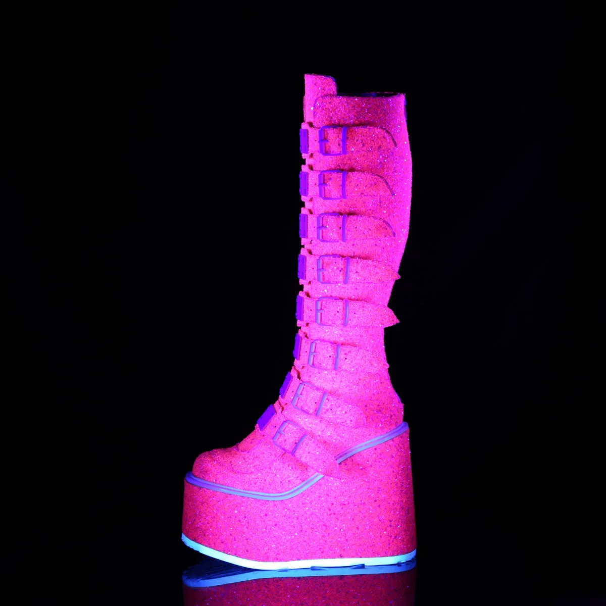 Best Work Boots For Hvac Workers 5 Inch Platform SWING-815UV Pink Glitter
