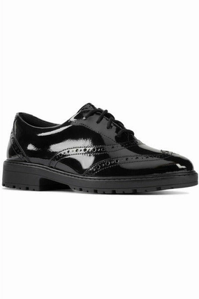 Arch Cushion Clarks Loxham Brogue Youth black patent