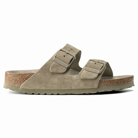Soft Leather Birkenstock Arizona SFB VL Sandals - Faded Khaki Suede