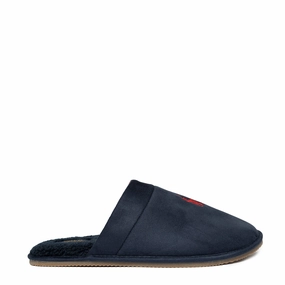 Quick Relaxation Polo Ralph Lauren Klarence Micro Suede Scuff Slipper Navy / Red PP