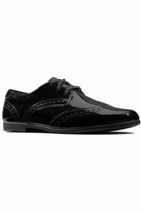 Breathability suede upper Clarks Scala Lace Kid Black Patent