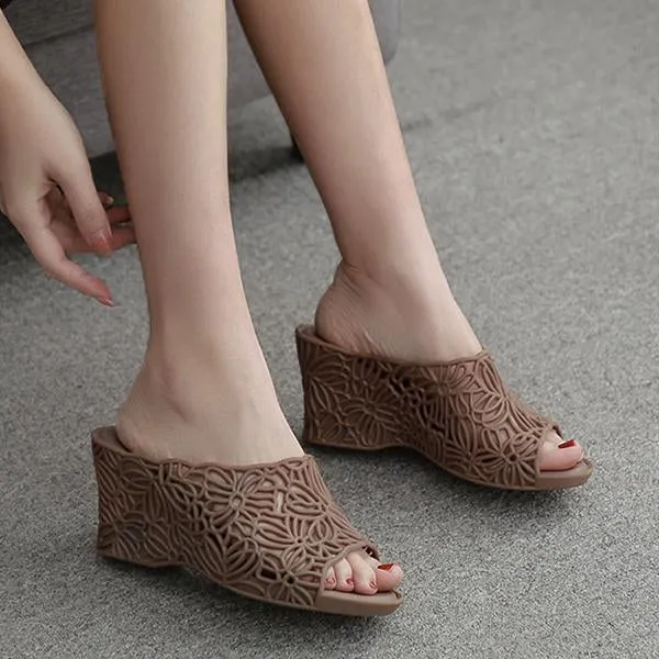 Women's Casual Hollow Wedge Jelly Slippers 01506063S Angel Slippers