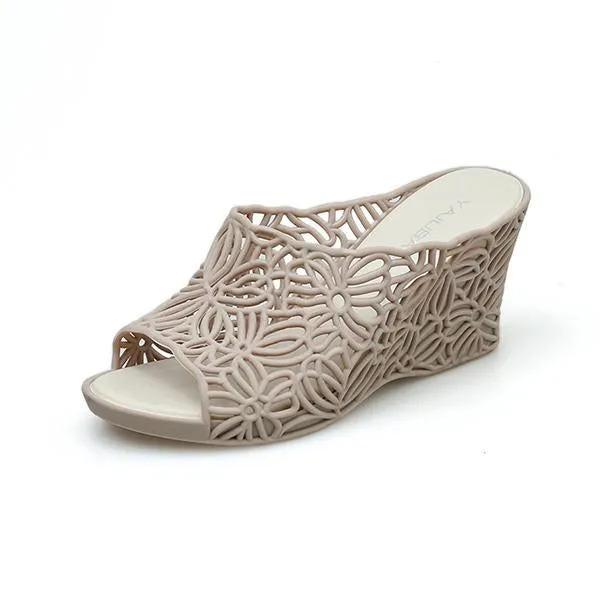 Women's Casual Hollow Wedge Jelly Slippers 01506063S Jessica Simpson House Slippers