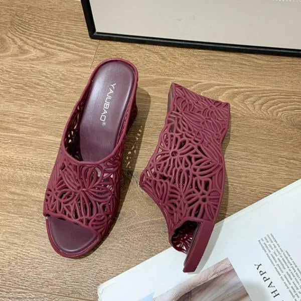 Women's Casual Hollow Wedge Jelly Slippers 01506063S Doechii Slide