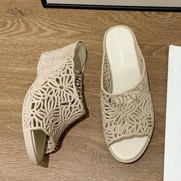 Women's Casual Hollow Wedge Jelly Slippers 01506063S Yezzy Slide