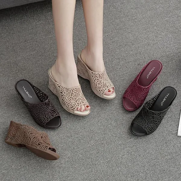 Slippers Size 9 Women's Casual Hollow Wedge Jelly Slippers 01506063S