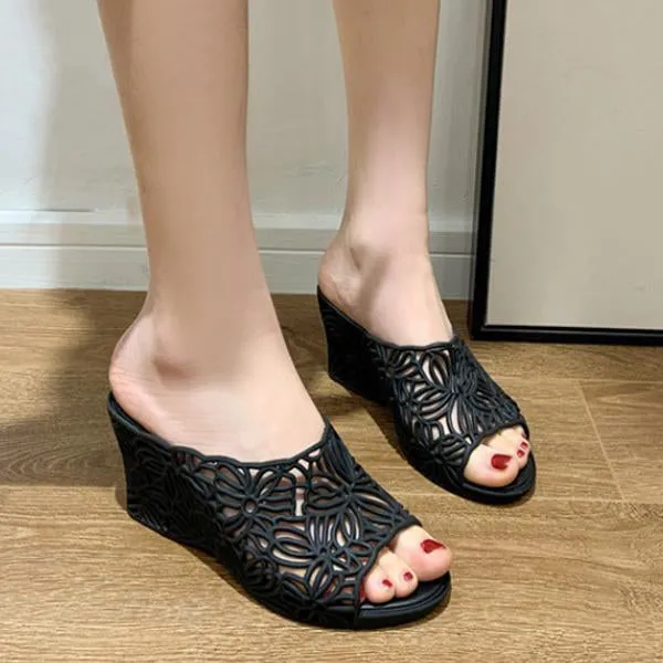 North Face Puff Slippers Women's Casual Hollow Wedge Jelly Slippers 01506063S