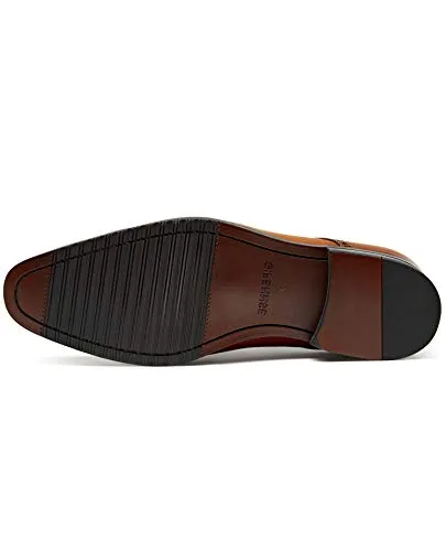 Spiky Dress Shoes FRASOICUS Men's Dress Shoes Genuine Leather Lace Up Classic Oxford Office Shoes for Men Brown 10.5