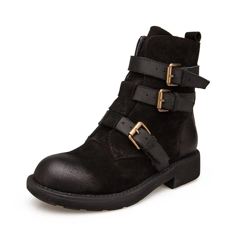 The North Face Shellista V Mid Wp Snow Boot Full Grain Leather Combat Boots Designer Retro Chunky Buckle Boots Coffee/Black