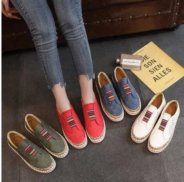 2021 Women Slip on Sneakers Shallow Loafers Vulcanized Shoes Breathable Hollow Out Casual Slide Loafers