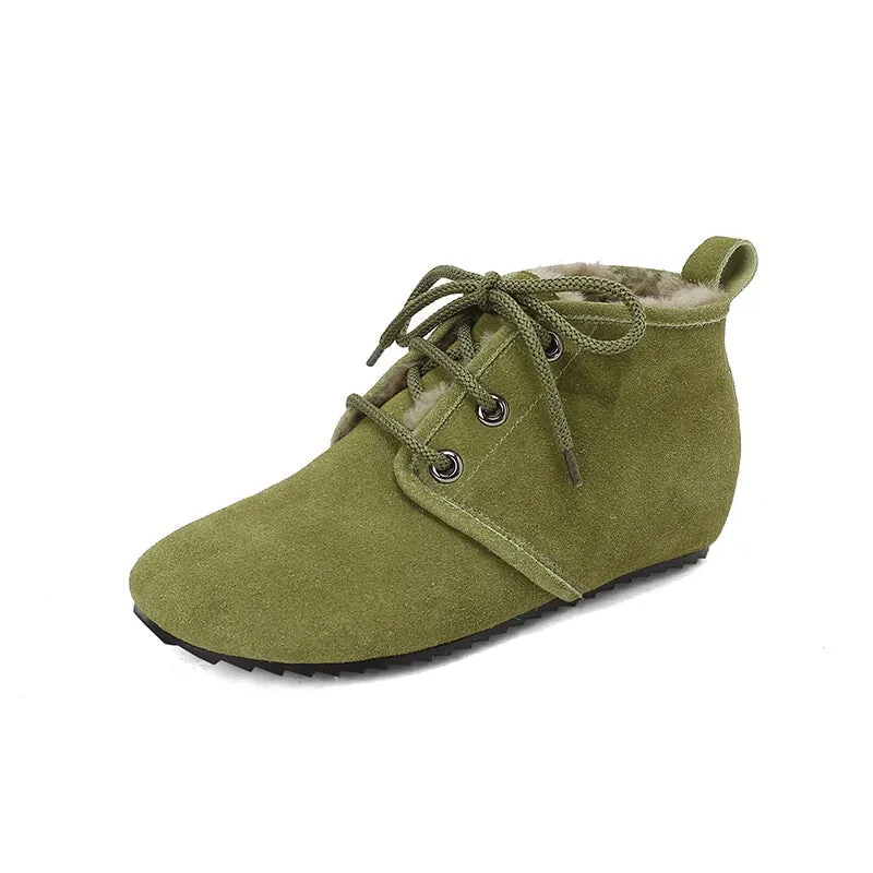 Casual Suede Warm Snow Shoes with Internal Elevation and Shearling Lining Black/Green/Khaki Size 15 Snow Boots