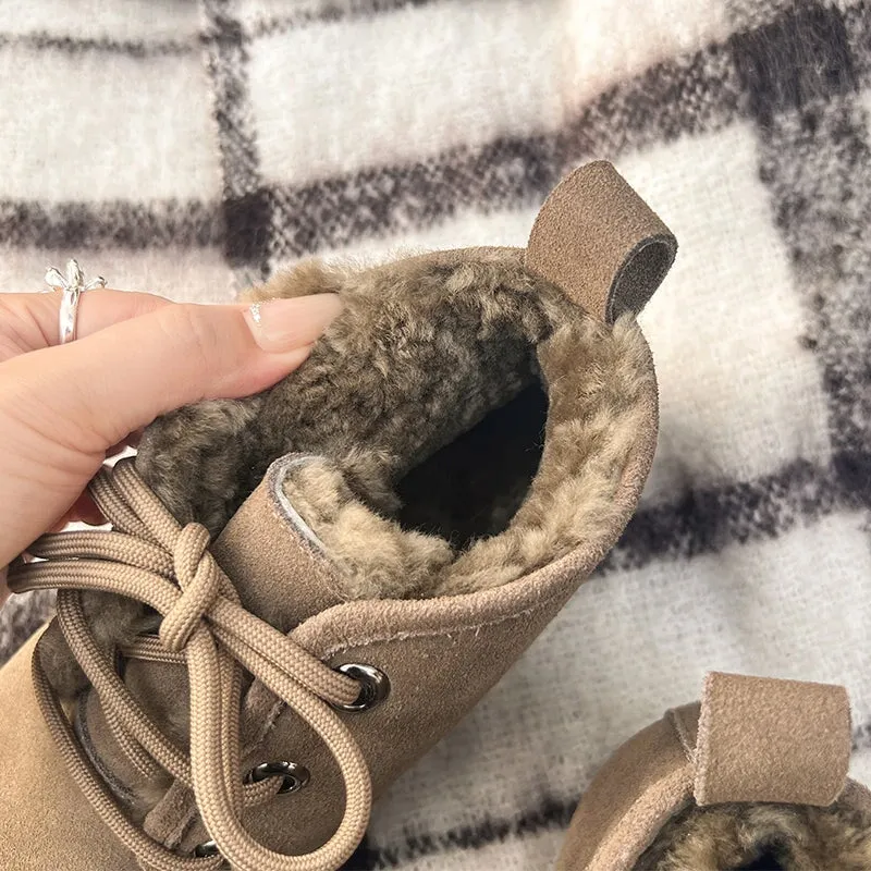 Sacai Snow Boots Casual Suede Warm Snow Shoes with Internal Elevation and Shearling Lining Black/Green/Khaki