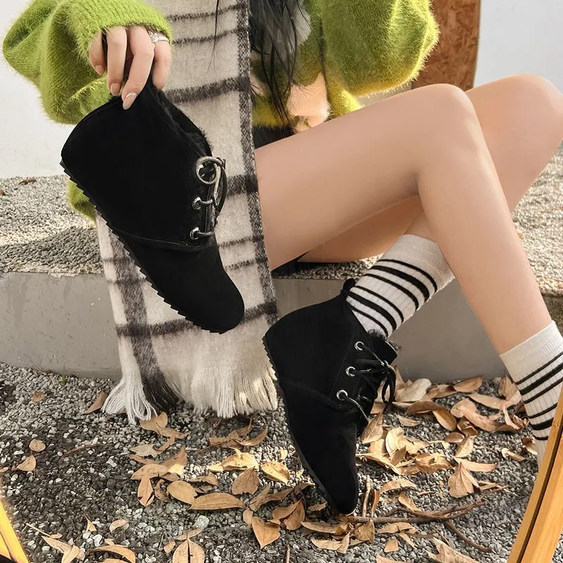 Back Country Snow Boots Casual Suede Warm Snow Shoes with Internal Elevation and Shearling Lining Black/Green/Khaki