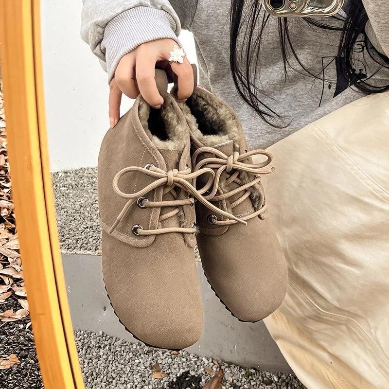 Casual Suede Warm Snow Shoes with Internal Elevation and Shearling Lining Black/Green/Khaki Sherpa Lined Snow Boots