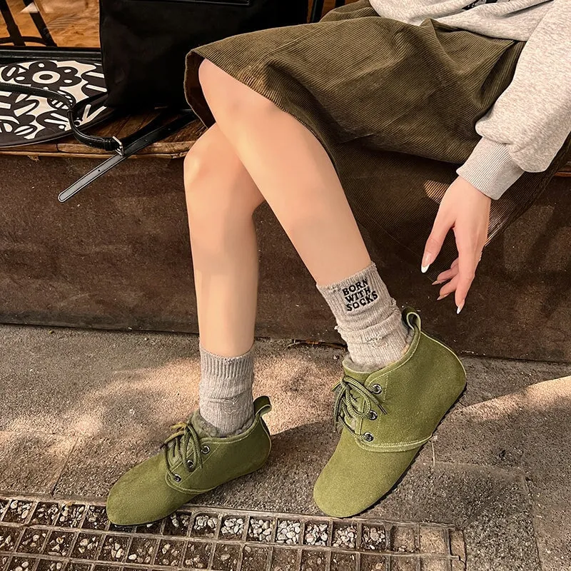 Moon Boot Icon Glance Satin Lace-up Snow Boots Casual Suede Warm Snow Shoes with Internal Elevation and Shearling Lining Black/Green/Khaki