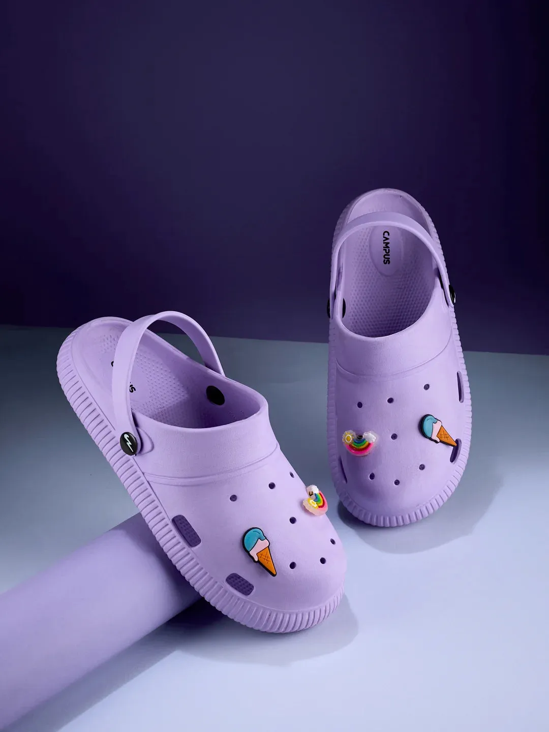 GC-9002C Purple Child Clogs Wedged Sandals