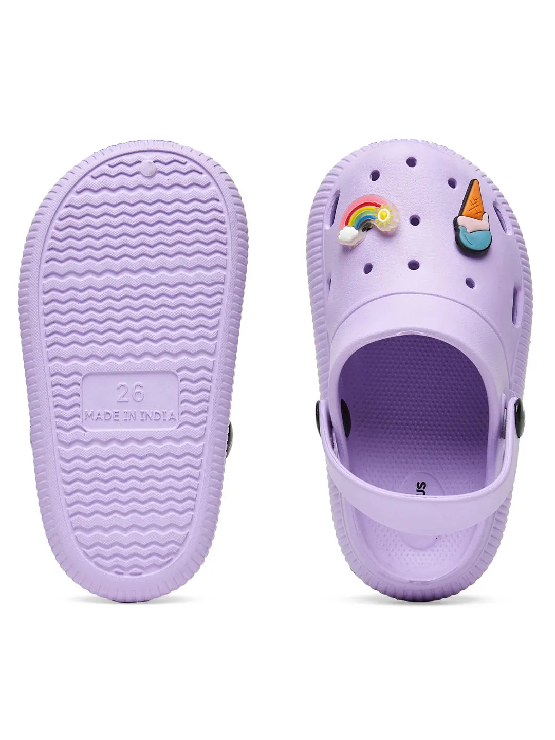 GC-9002K Purple Kid's Clogs Square Toe Sandals