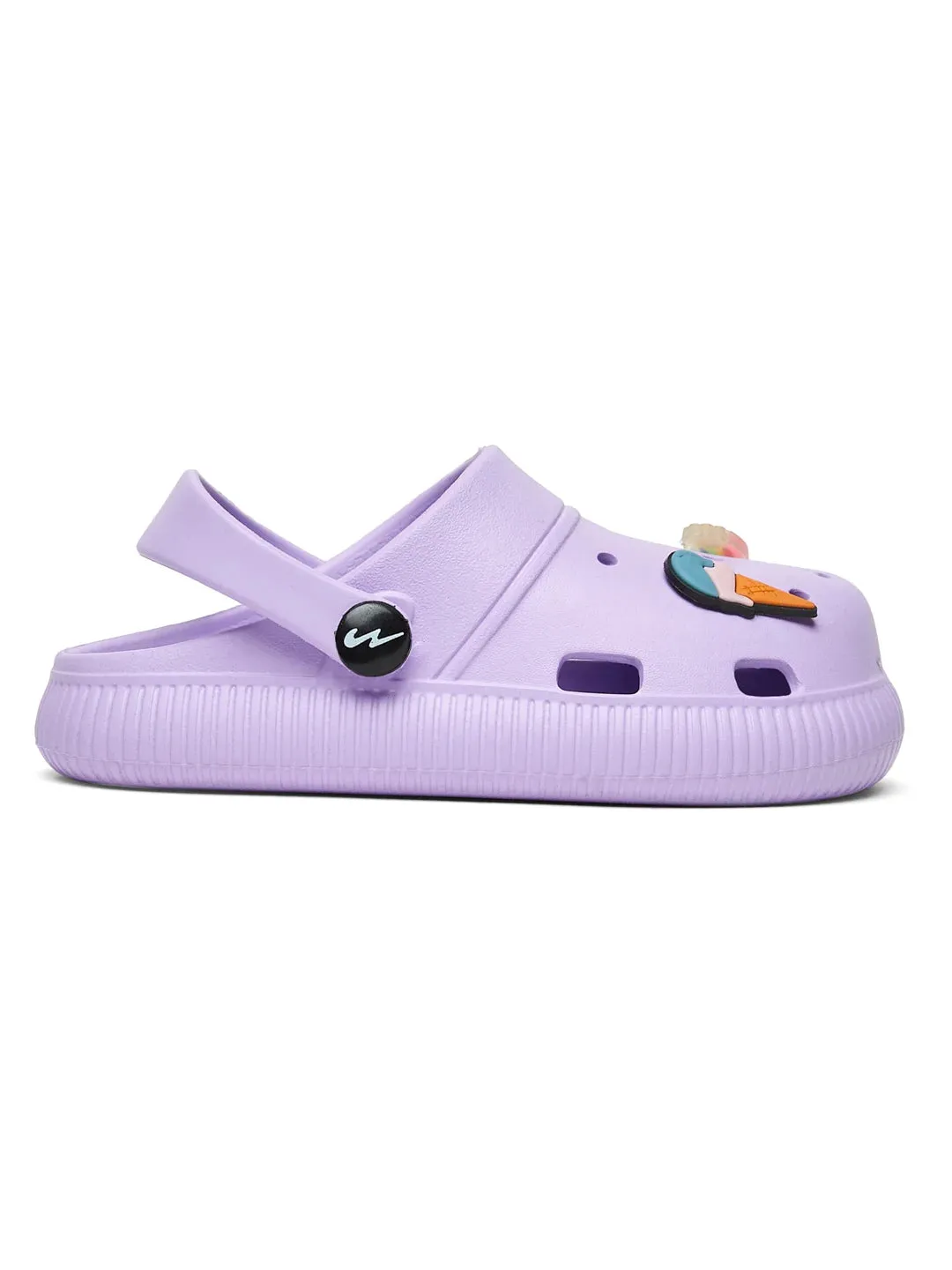 GC-9002K Purple Kid's Clogs Fringed Sandals