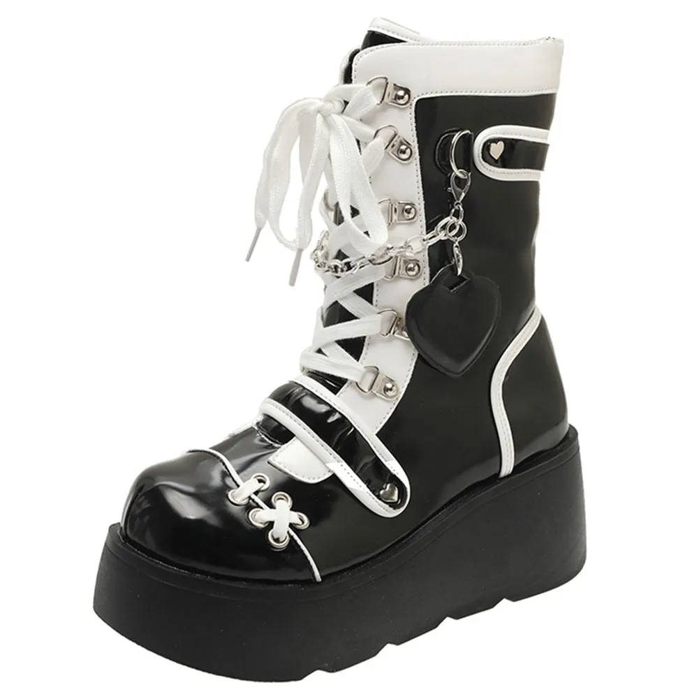 Gothic Lolita Mid-Calf Motorcycle Boots Asos Adidas Shoes