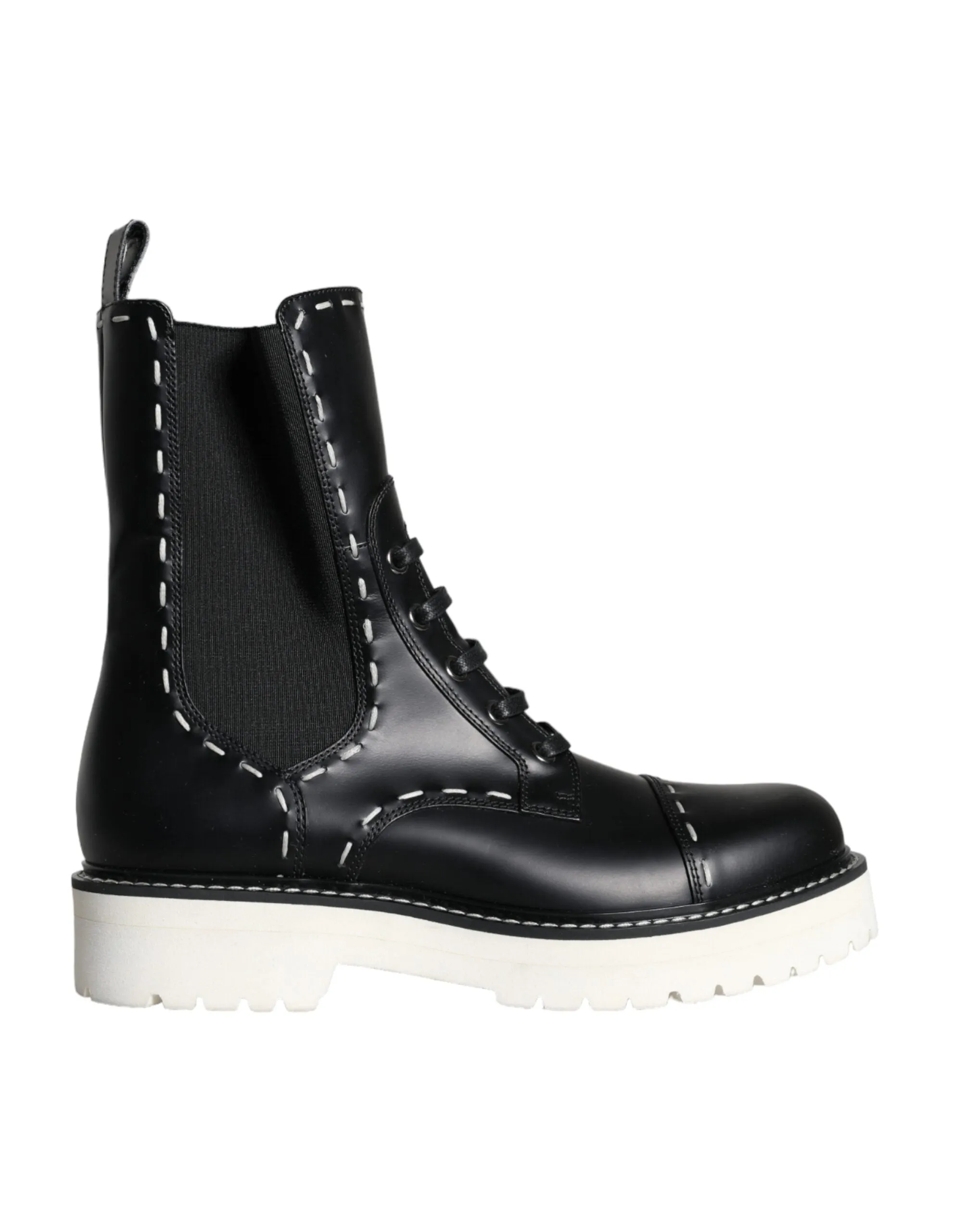 Dolce & Gabbana Black Leather Combat Mid Calf Boots Shoes Toy Story Shoes Adidas