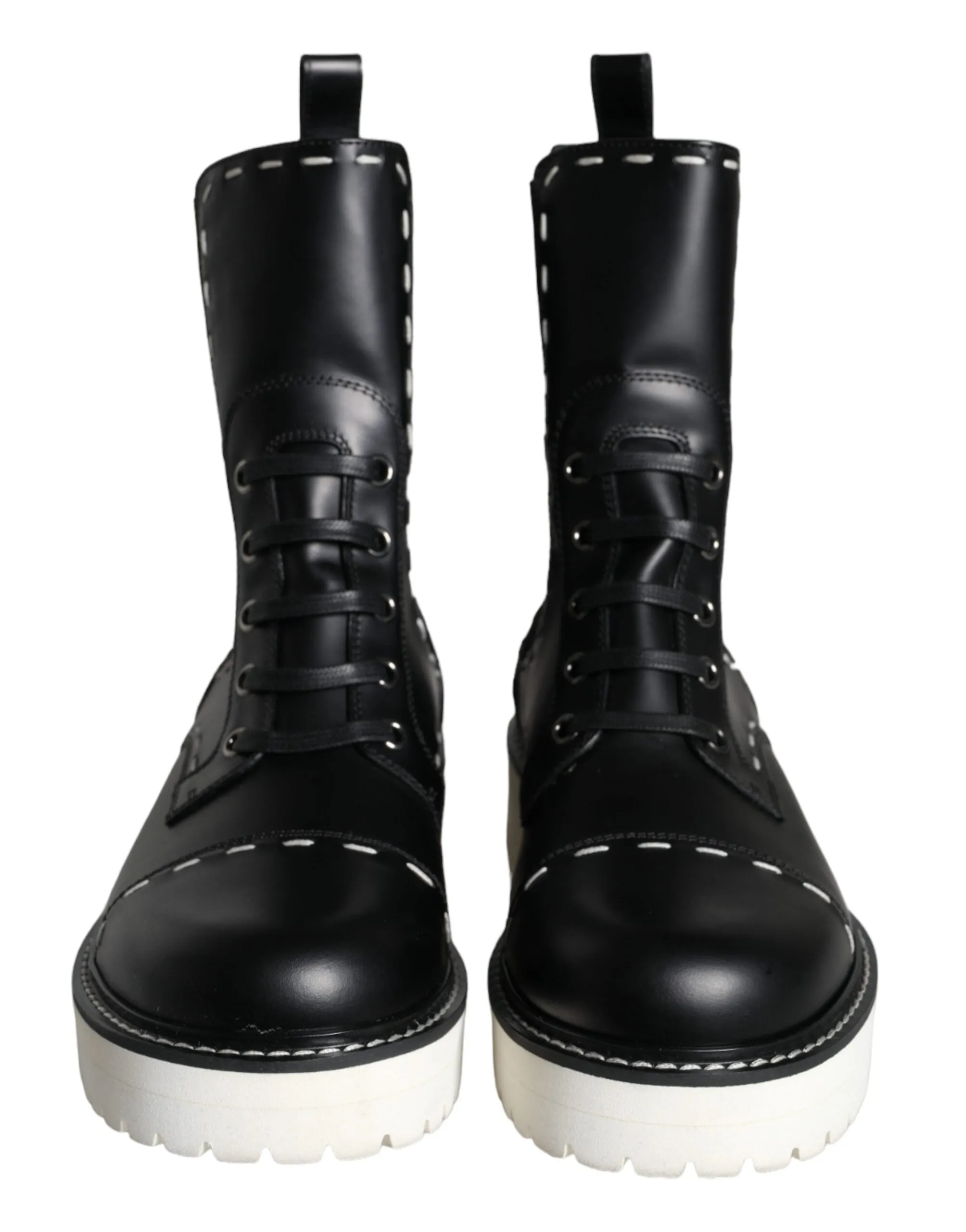 Adidas Recent Shoes Dolce & Gabbana Black Leather Combat Mid Calf Boots Shoes