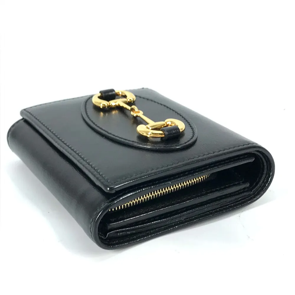 Best Loafers GUCCI Folded wallet 621891 leather black Horsebit Women Used