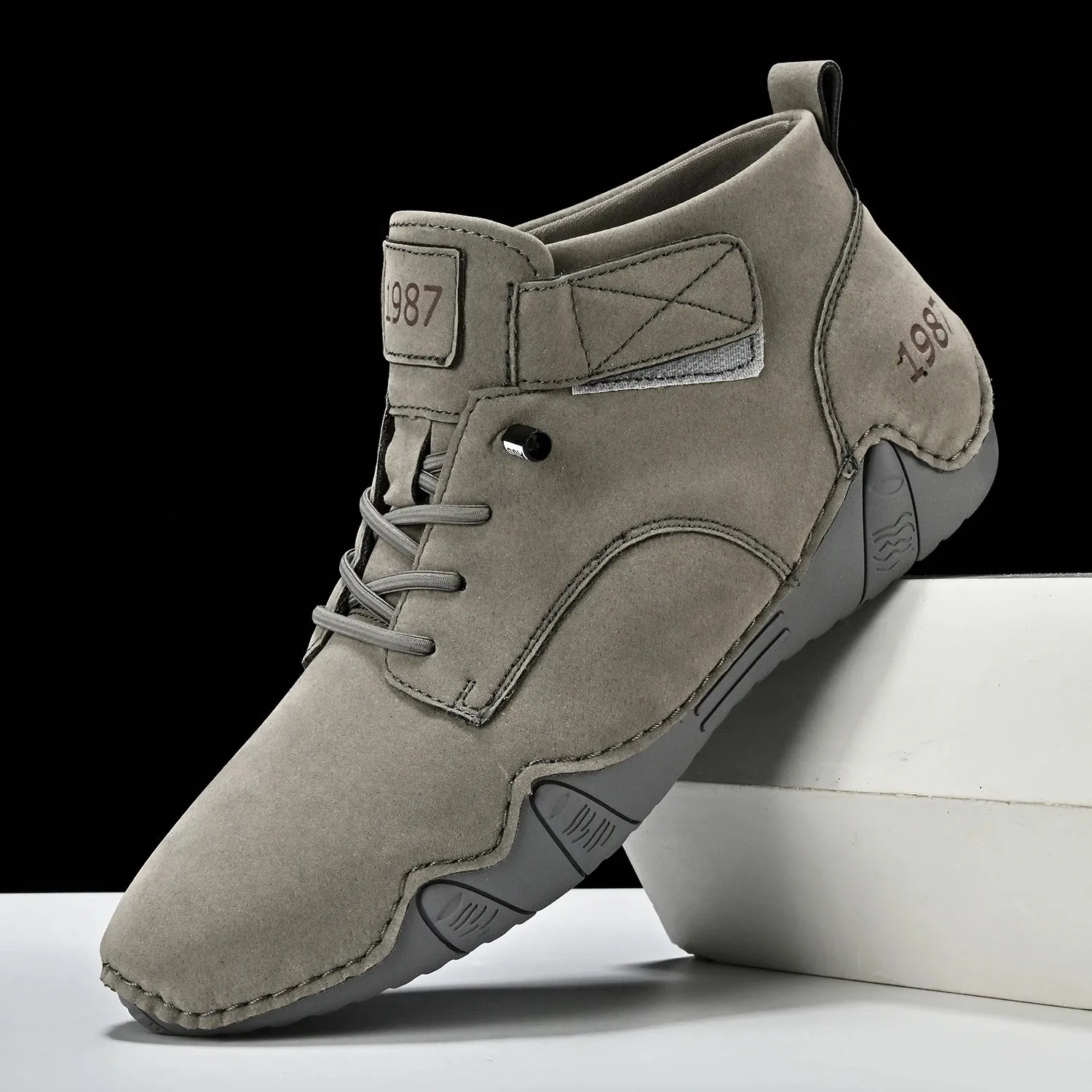 Handmade Men Soft Leather Ankle Sneakers/Work Boots/Outdoor Work Boots For Sale