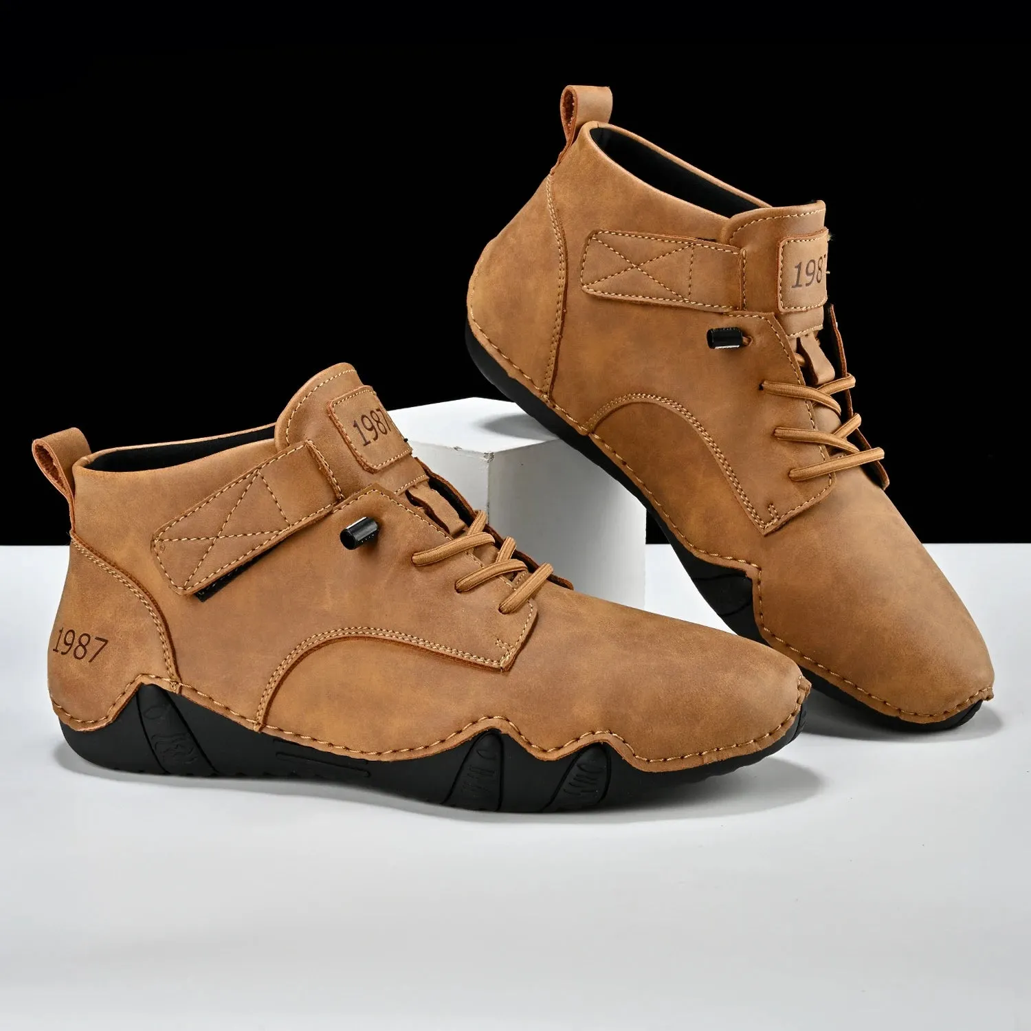 Handmade Men Soft Leather Ankle Sneakers/Work Boots/Outdoor Best Non Slip Work Boots