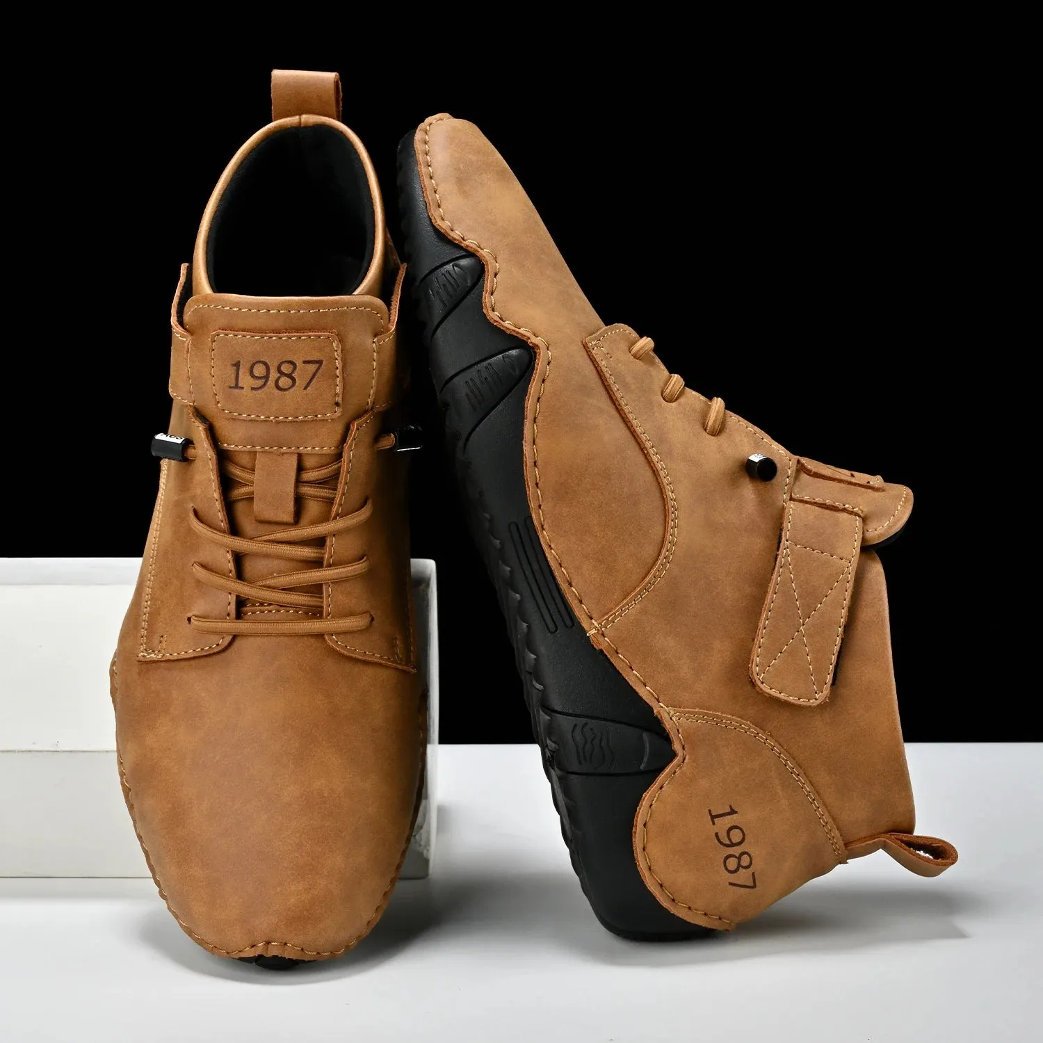 Rough Out Work Boots Handmade Men Soft Leather Ankle Sneakers/Work Boots/Outdoor