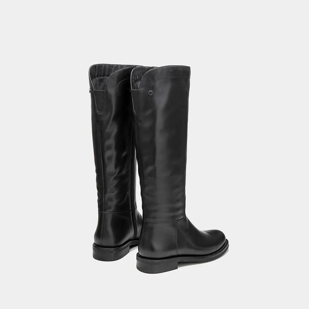 Sorel Snow Boots Whitney Handmade SoftLeather Knee High Boots Side Zip Riding Boots Black Short Plush