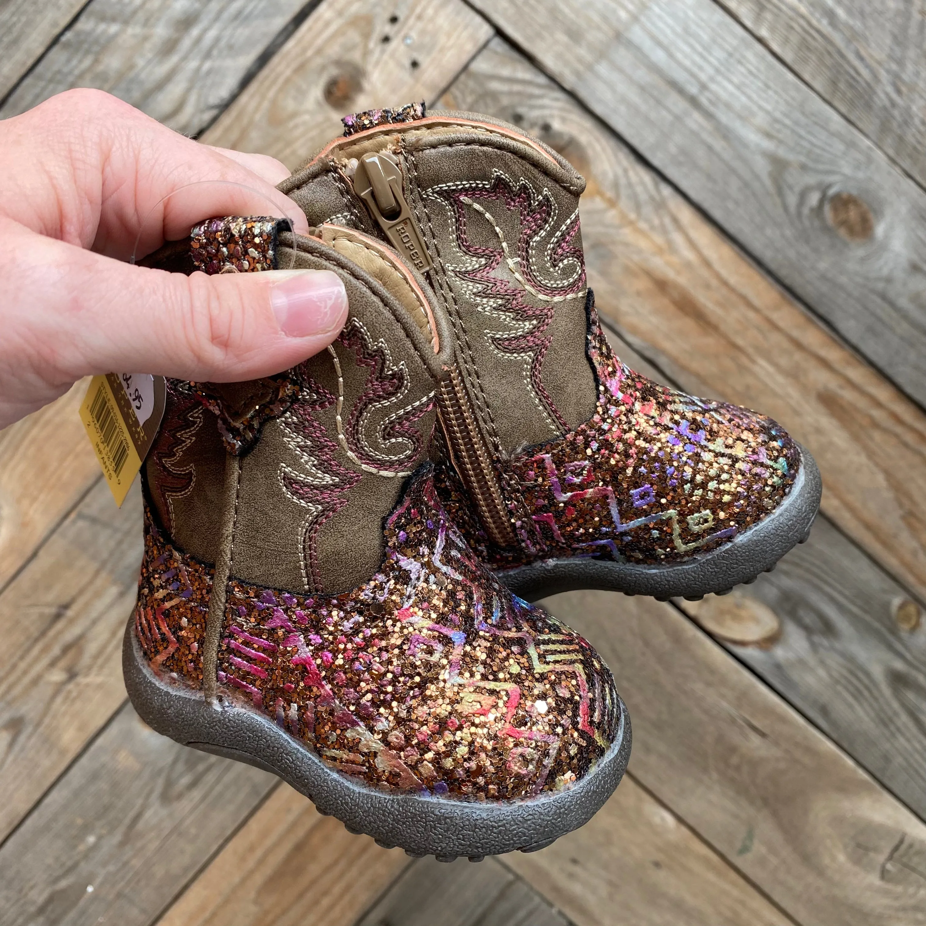 Boots Made In England Roper Cowbaby Glitter Aztec Multi Glitter/Brown Boots
