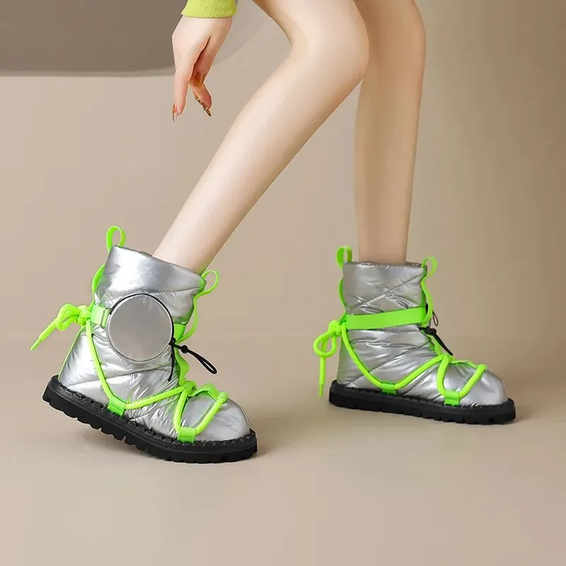 Snow Boots With Good Grip New Women Ankle Boots Fashion Design Popular Mixed Colors Female Snow Boots Platforms Winter Warm Casual Black Shoes Woman