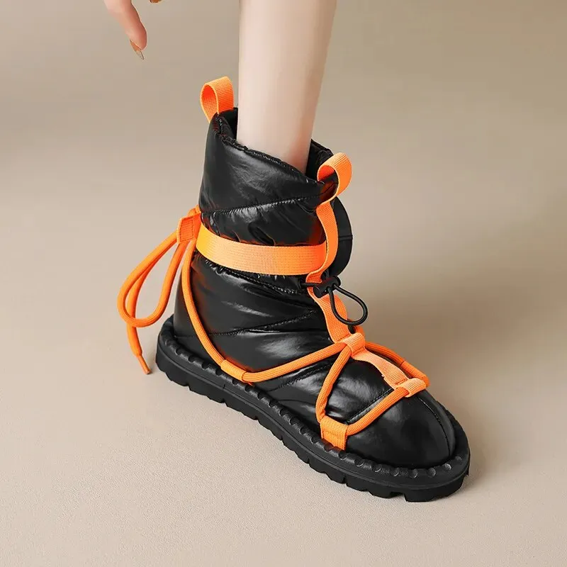 Tabi Snow Boots New Women Ankle Boots Fashion Design Popular Mixed Colors Female Snow Boots Platforms Winter Warm Casual Black Shoes Woman