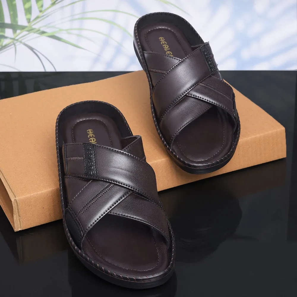 Healers Brown Casual Slippers For Men STARC-2E By Liberty Slippers French