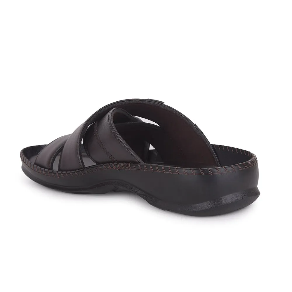 Healers Brown Casual Slippers For Men STARC-2E By Liberty Leopard Slide Sandals