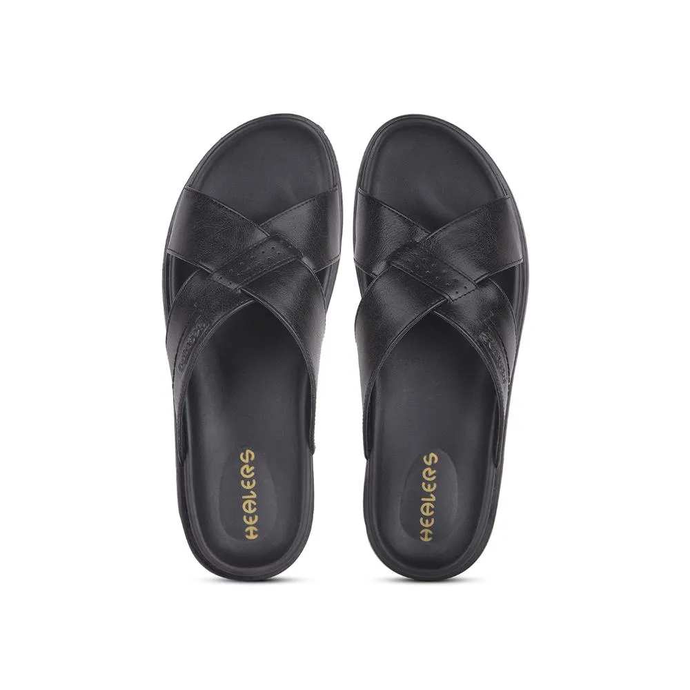 Fishing Slippers Healers Casual Black Slippers For Men LEEKS-2 By Liberty