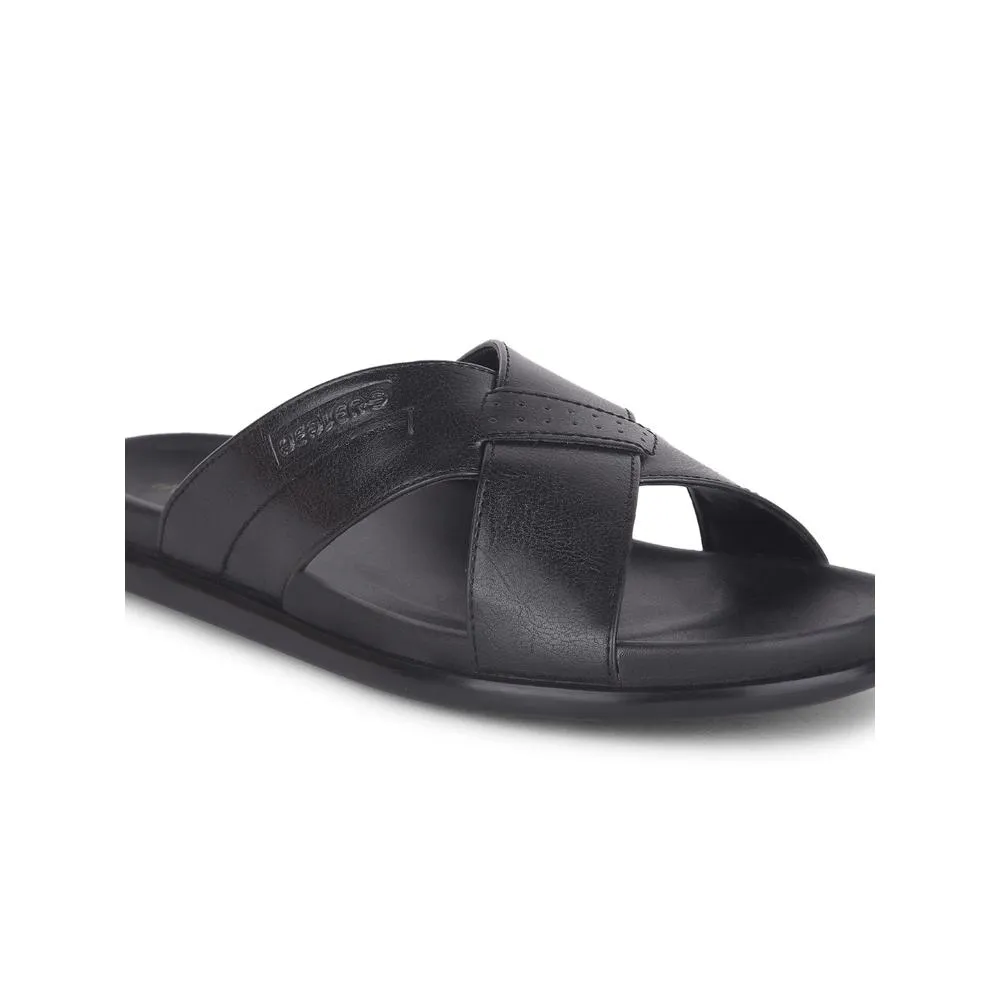 Healers Casual Black Slippers For Men LEEKS-2 By Liberty Trump Slippers