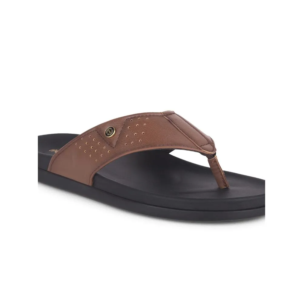 Healers Casual Tan Slippers For Men LEEKS-1 By Liberty Slide Leather Sandals