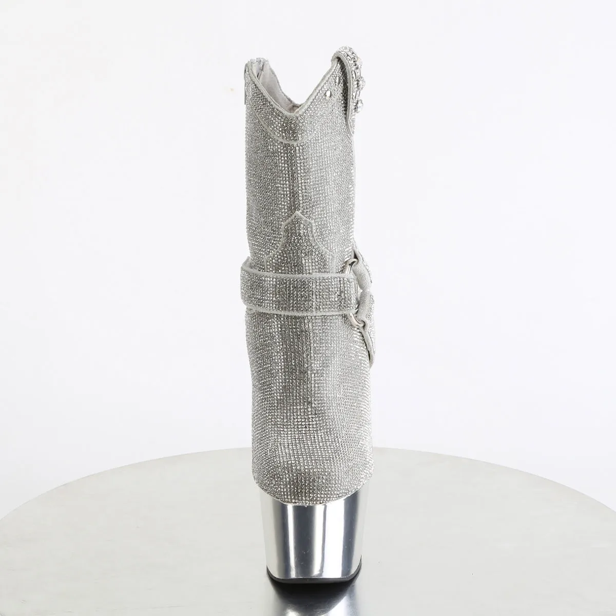 7 Inch Heel ADORE-1029CHRS Silver Rhinestone All Season Work Boots