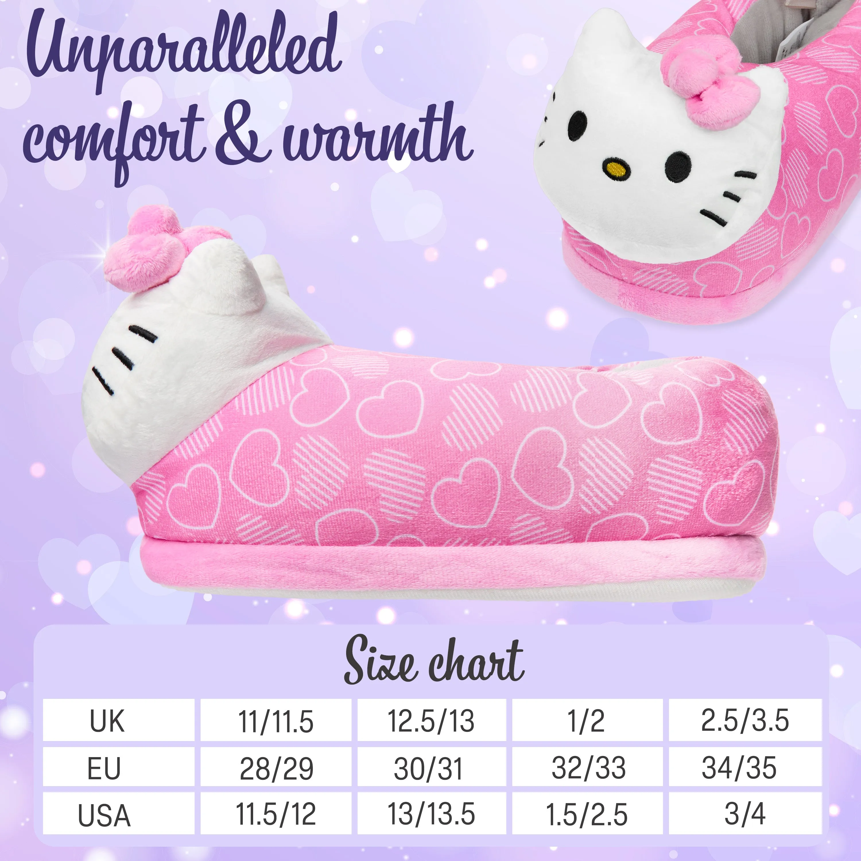 Hello Kitty Girls 3D Slippers - Cosy Indoor House Shoes with Non-Slip Sole Shein Slippers