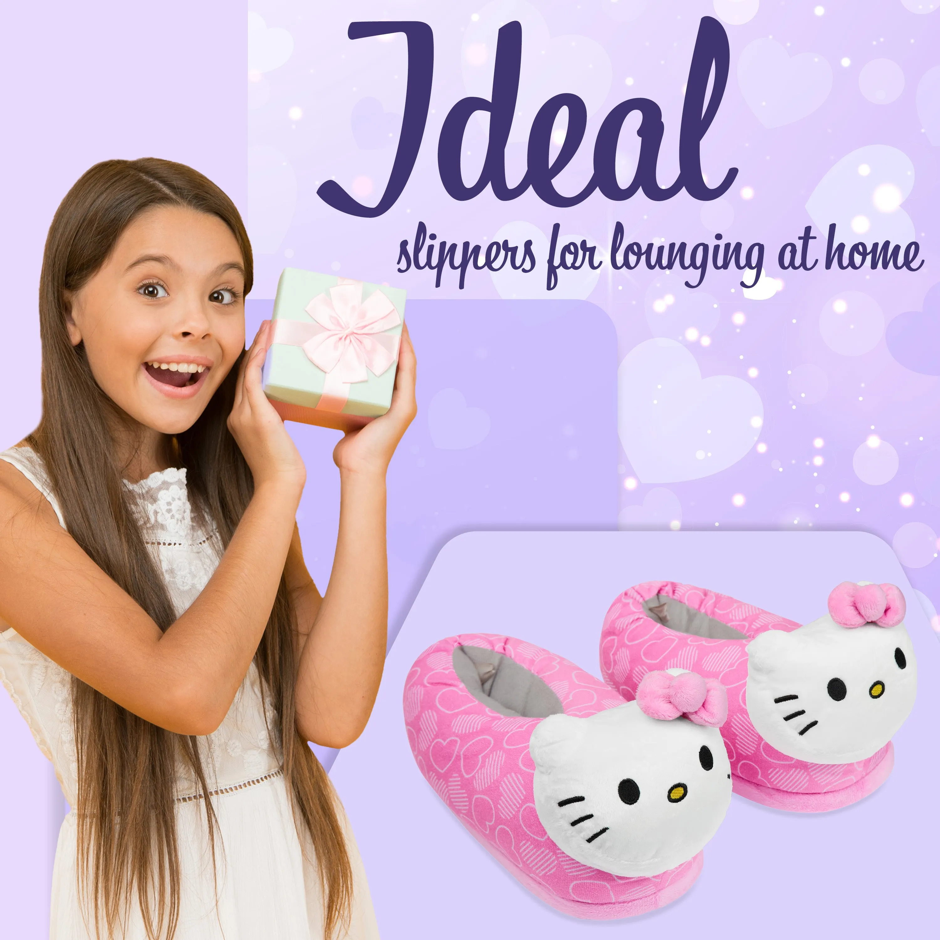 Hello Kitty Girls 3D Slippers - Cosy Indoor House Shoes with Non-Slip Sole Godzilla Slippers