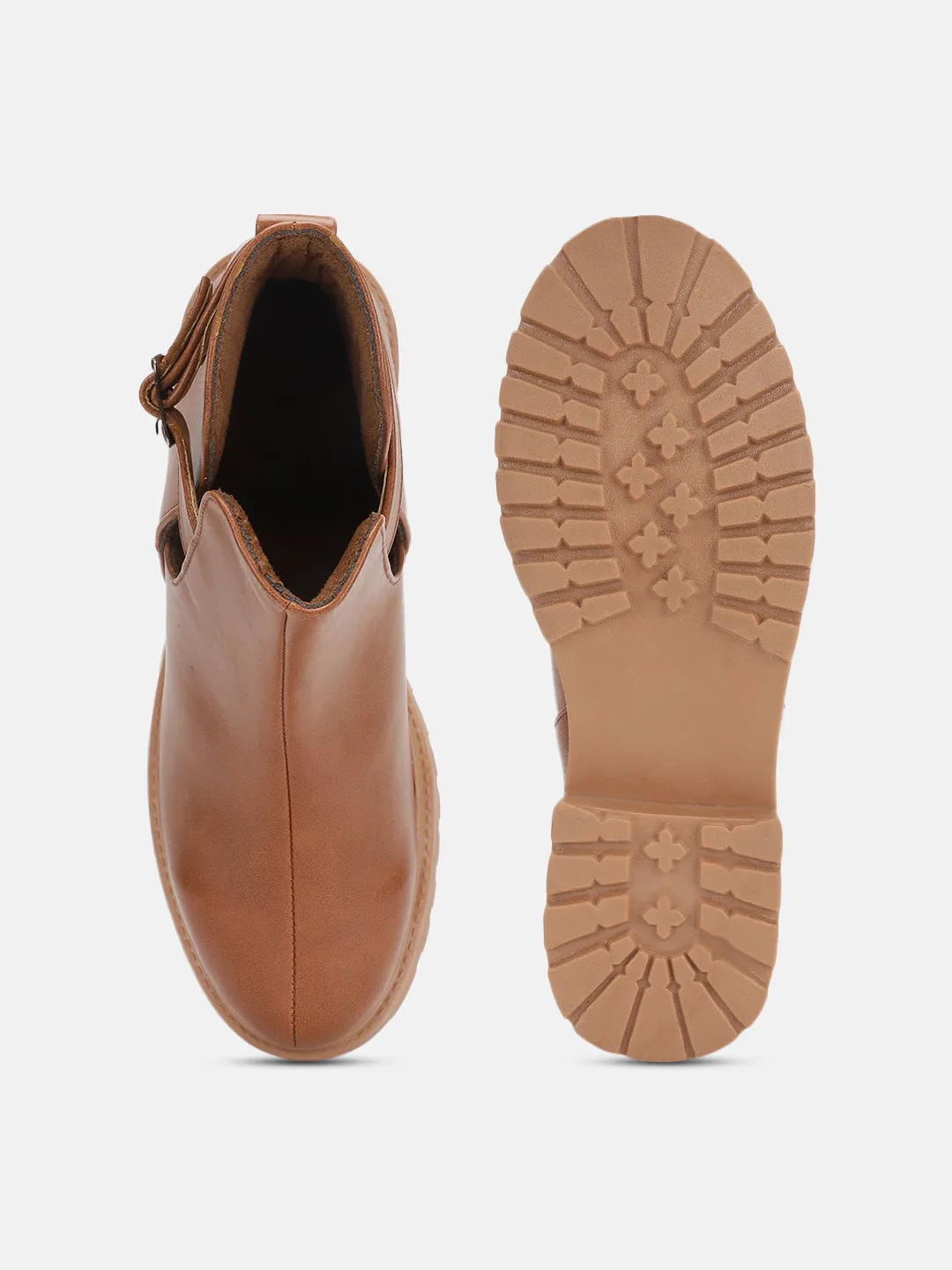 Solid Block Heels (Boots) Motorcycle Street Boots