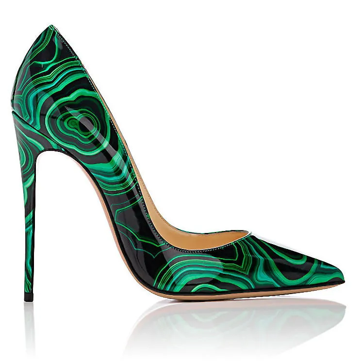High-heels with Green-and-black Pattern Fashion Evening Party Shoes Find My Asics Shoe