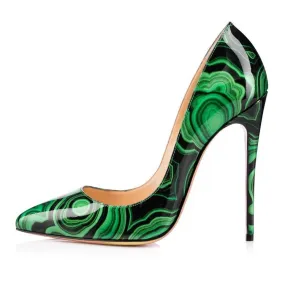 High-heels with Green-and-black Pattern Fashion Evening Party Shoes Shoes Similar To Asics Kayano